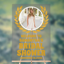 Brautparty für das Gold-Kranz-Foto Willkommen Matt Acrylschild