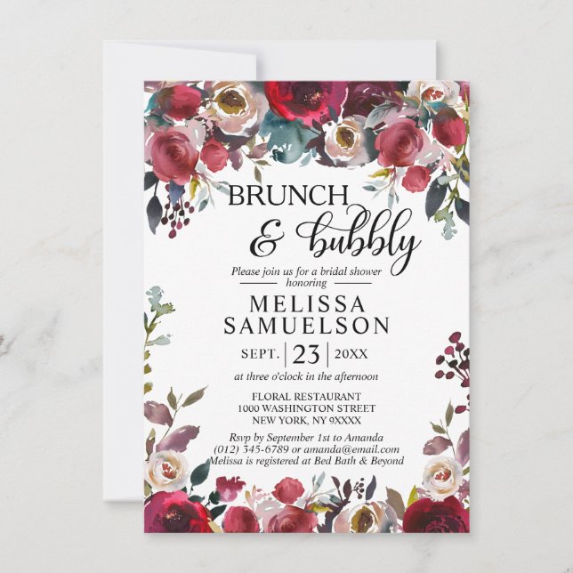 Brautparty für den Blumenbrunch Einladung (Vorderseite)