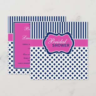 Brautparty für die Marine, White Polka Dot Strip Einladung