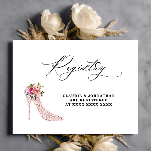 Brautparty für die Registrierung bei rosa Blumenst Begleitkarte (Von Creator hochgeladen)