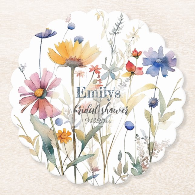 Brautparty für die Wildblumen von Aquarellfarben Untersetzer (Vorderseite)