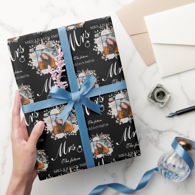 Brautparty für Foto-Blumenrahmen Geschenkpapier (Schenken)