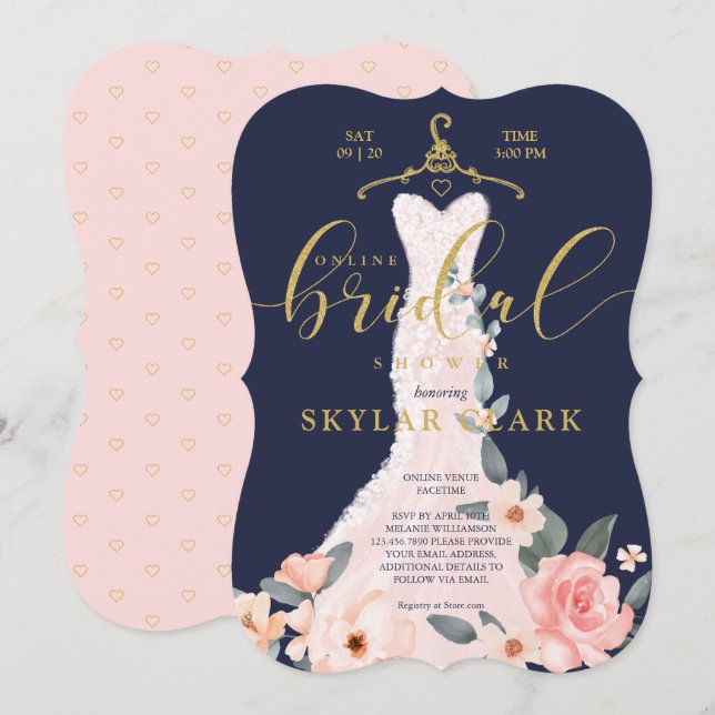Brautparty für Hochzeitskleidung Einladung (Vorne/Hinten)
