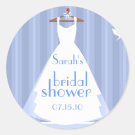 Brautparty für Hochzeitskleidung in Blau und Weiß Runder Aufkleber