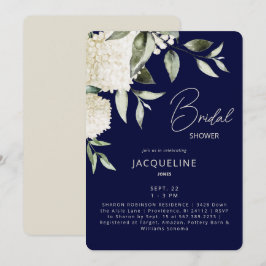 Brautparty für Navy und Cream White Hydrangeas Einladung