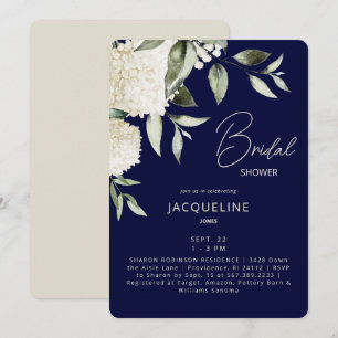 Brautparty für Navy und Cream White Hydrangeas Einladung