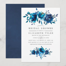 Brautparty für Navy und White Watercolor Einladung