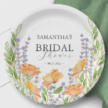 Brautparty für PapierTeller Wildblumen<br><div class="desc">Diese Brautparty-Papier-Teller verfügen über eine untere Grenze von Aquarellfarben-Wildblumen in Orange- und Lavendeltönen lila. Verwenden Sie die Vorlagenfelder,  um Ihren benutzerdefinierten Text hinzuzufügen. Eine elegante Wahl für Hochzeiten mit Wildblume oder botanischen Brautpartys im Garten. Einzigartige Aquarellkunst und Design von Victoria Grigaliunas of Do Tell A Belle.</div>