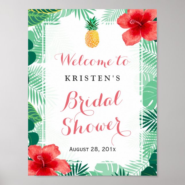 Brautparty für tropische Ananas-Hibiskus Poster (Vorne)