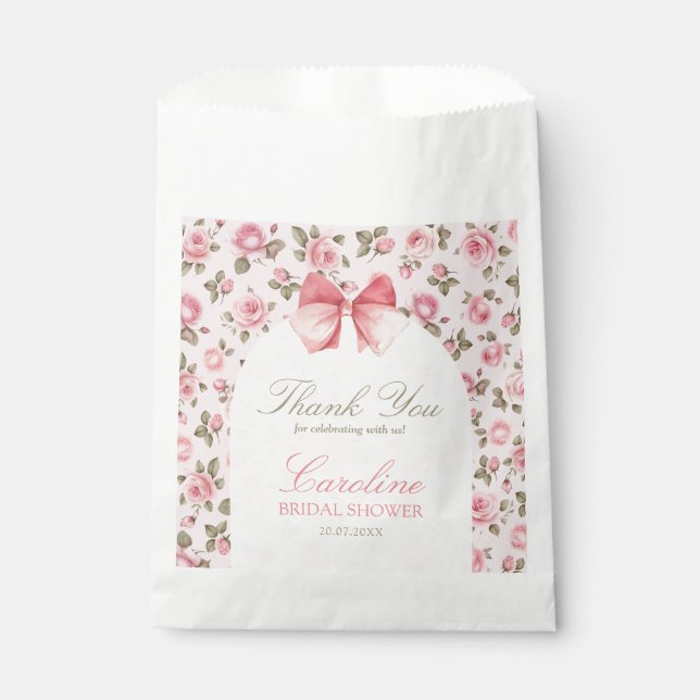 Brautparty für Vintage rosa Blume Geschenktütchen (Vorderseite)