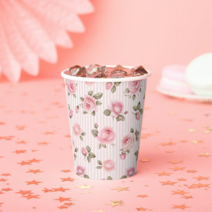Brautparty für Vintage rosa Blume Pappbecher