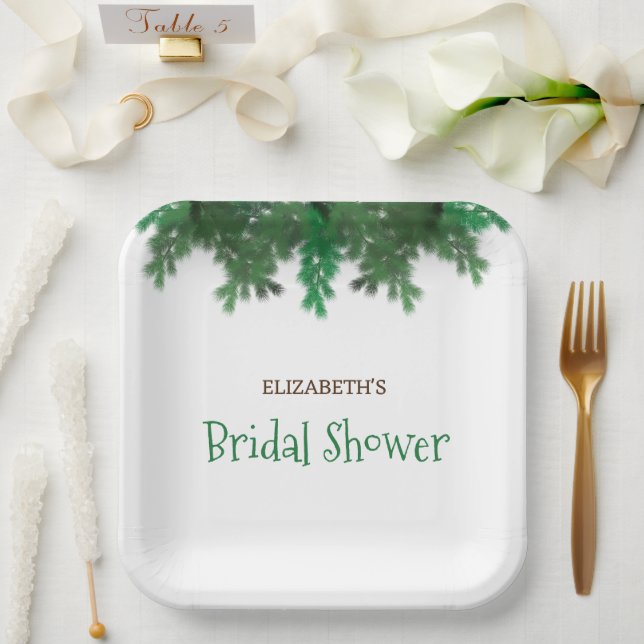 Brautparty für Winterbaumzweige Pappteller (Hochzeit)