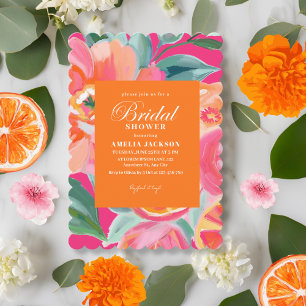 Brautparty für Zitrusfrüchte und Orangen-Blume Einladung