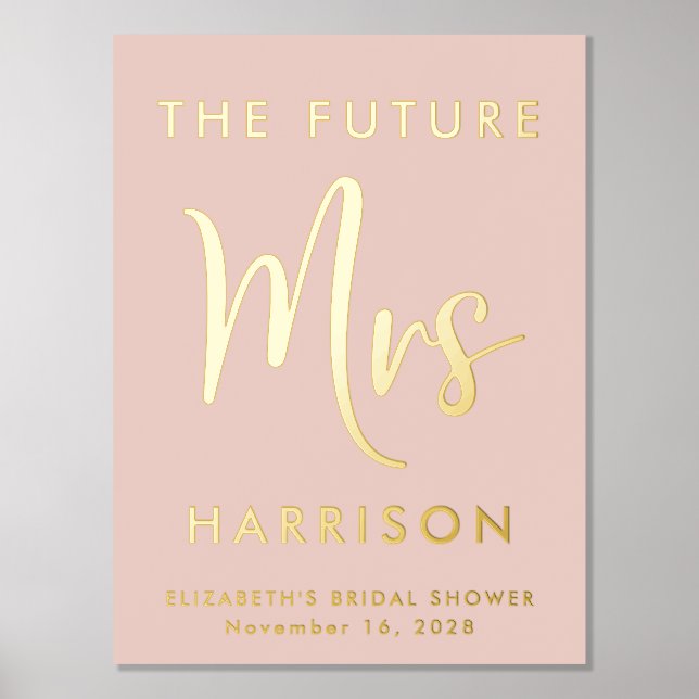 Brautparty Future Mrs. Blush Pink Foliendrucke (Vorderseite)