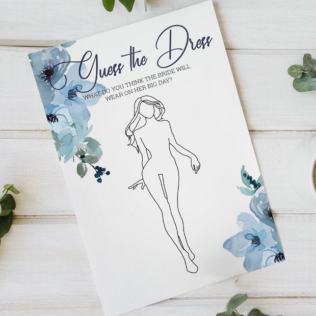 Brautparty Game Blue Rose Raten Sie die Dress Card Flyer (Von Creator hochgeladen)
