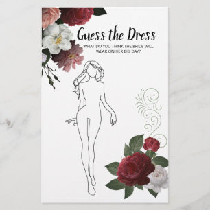 Brautparty Game Burgundy Pink Raten Sie das Kleid Flyer