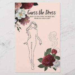 Brautparty Game Burgundy Pink Raten Sie das Kleid  Flyer