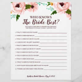 Brautparty Game, der Bride Floral kennt