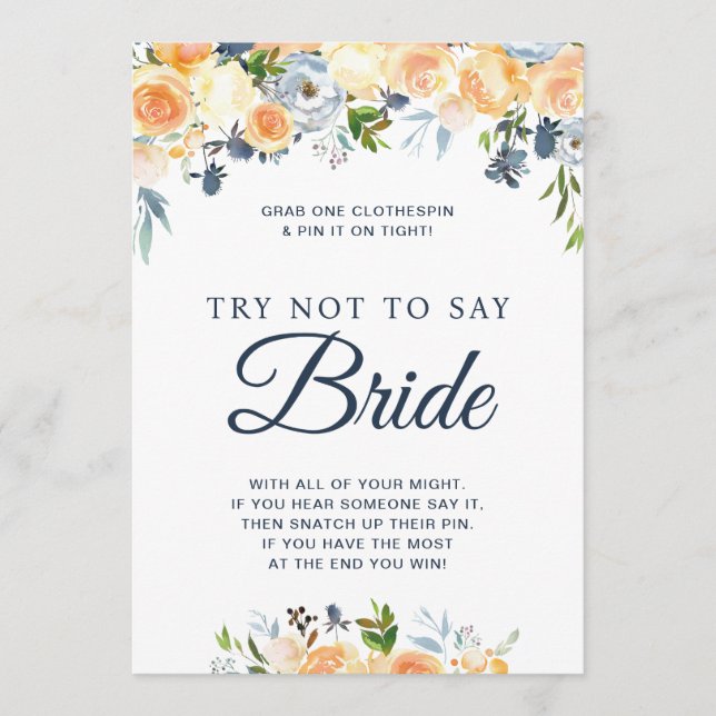 Brautparty Game Floral Sage keine Bride Card Einladung (Vorderseite)