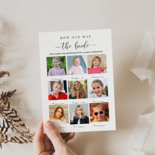 Brautparty Game - Foto wie alt war die Braut Einladung