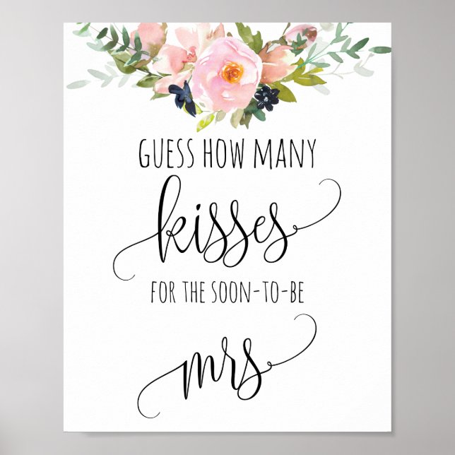 Brautparty Game Guess Wie viele Kisses Poster (Vorne)