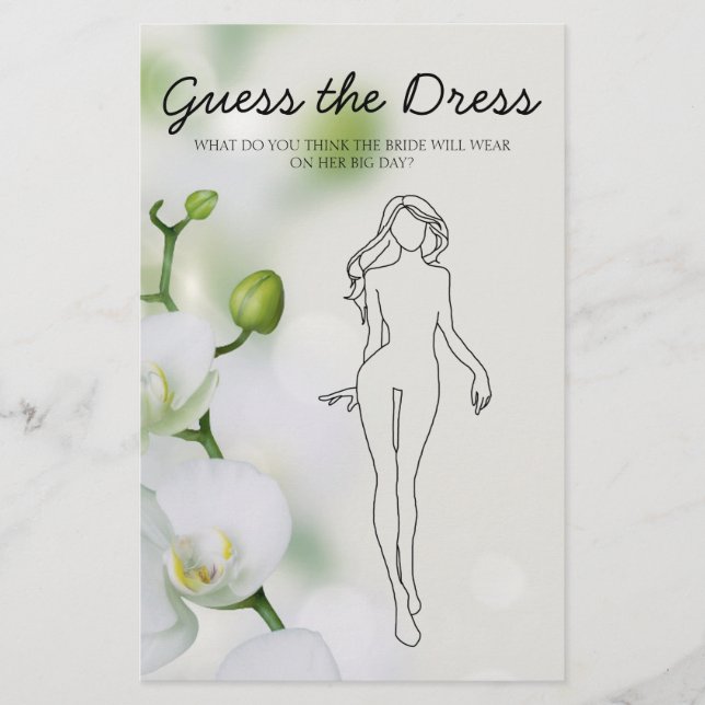 Brautparty Game Orchid Blume Raten Sie das Kleid Flyer (Vorne)