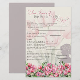 Brautparty Game Pink Tulips, die die besten kennt Briefpapier