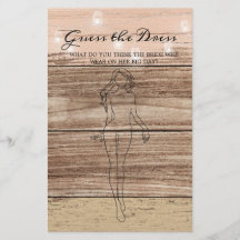 Brautparty Game Rustic Holz Ratet die Kleiderflieg
