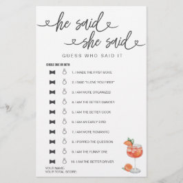 Brautparty Game sagte er sagte, sie sagte raten
