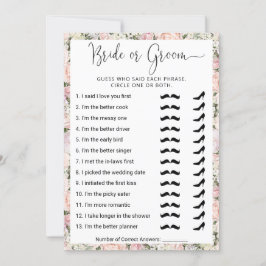 Brautparty Game Wer kennt das Paar Beste? Einladung