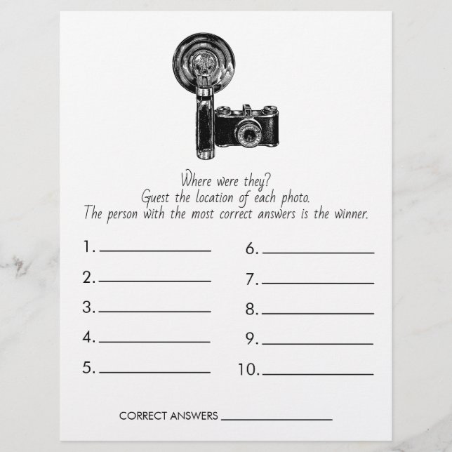 Brautparty Game Wo waren sie? Hochzeit Flyer (Vorne)