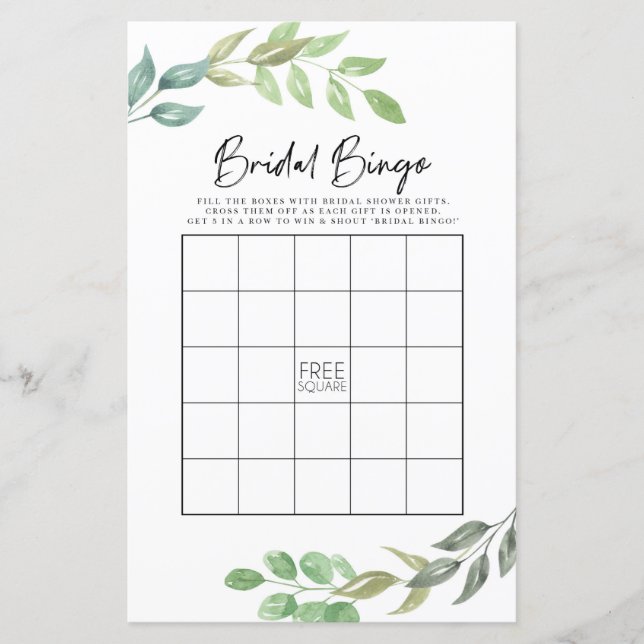 Brautparty Games Bingo Game Wedding Green (Vorderseite)