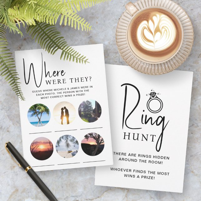 Brautparty Games Foto und Ring Hour Card Einladung (Front and Back View)