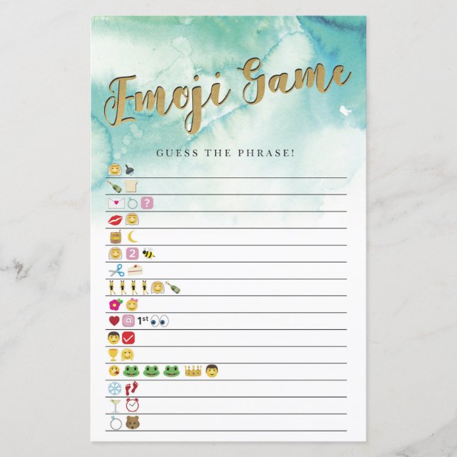 Brautparty Games Gucken Sie dem Emoji Game Blue Go (Vorderseite)
