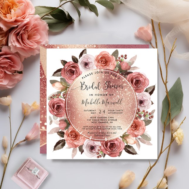 Brautparty, geometrische Rose Gold, Blütenpraxis Einladung (Von Creator hochgeladen)