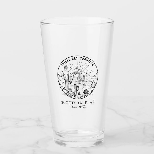 Brautparty-Geschenk mit Namen Wüstenhochzeit Glas (Vorderseite)