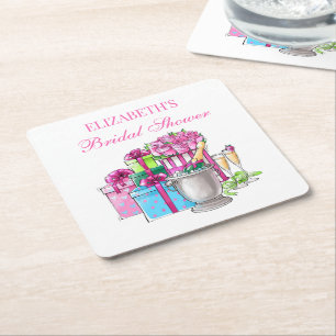 Brautparty-Geschenke Champagner Rosen im Preppy-St Rechteckiger Pappuntersetzer