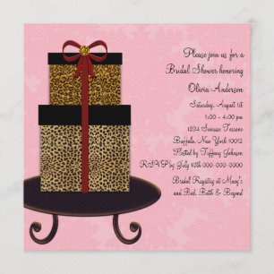 Brautparty Geschenke Rosa Damast Leopard Einladung