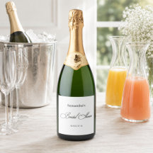 Brautparty Glanzwein Elegantes Schriftetikett