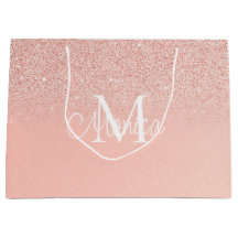 Brautparty Glitter Baby Rosa Monogramm Geschenktas
