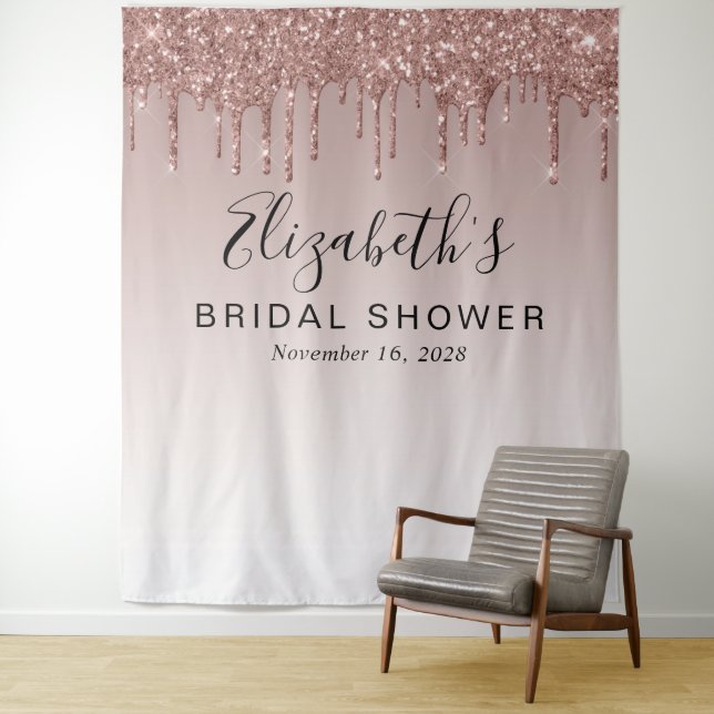 Brautparty Glitzer Rose Gold Foto Hintergrund Wandteppich (Beispiel)