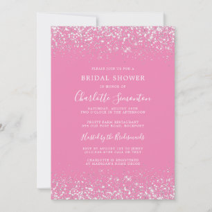 Brautparty Glitzer Silver Pink Glam Einladung