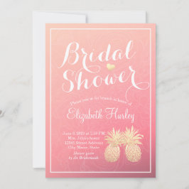 Brautparty Gold Foil Ananas Paare Rosa Rose Einladung
