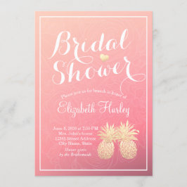 Brautparty Gold Foil Ananas Paare Rosa Rose Einladung