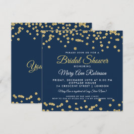 Brautparty Gold Imitats Glitzer Confetti Navy Blau Einladung