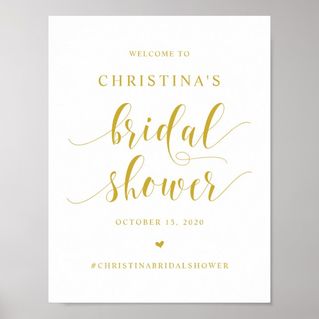 Brautparty, Gold Moderner Hochzeitswettbewerb Schr Poster (Vorne)