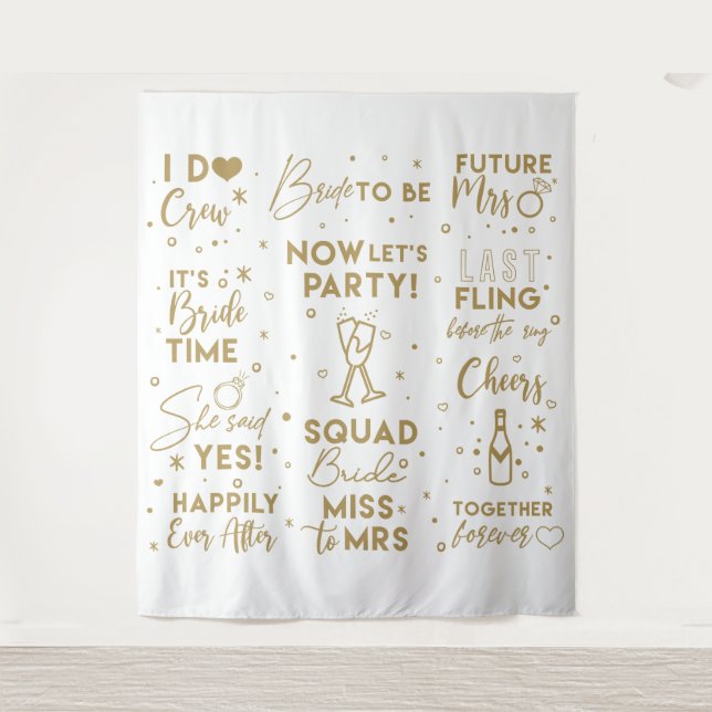 Brautparty goldtext Foto Stand Background Banner Wandteppich (Vorderseite)