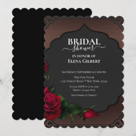 Brautparty Gothic Rote Rosen Einladung