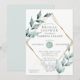 Brautparty | Grayed Jade Green Botanical Einladung