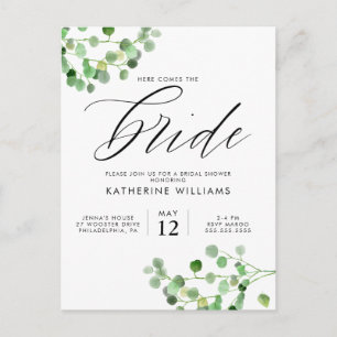 Brautparty   Green Wassercolor Floral Postcard Postkarte